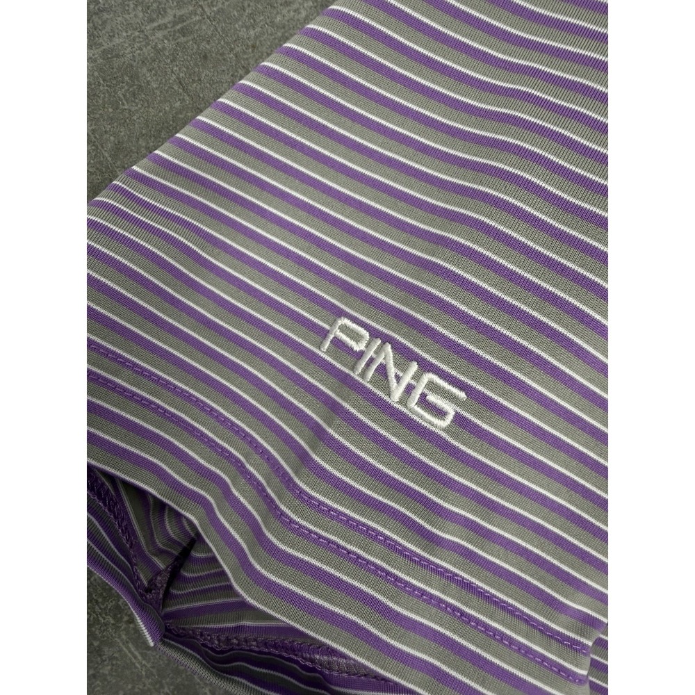 Ping Performance Striped Purple/Gray Short Sleeved Golf Polo Shirt Men's Large - Picture 5 of 9